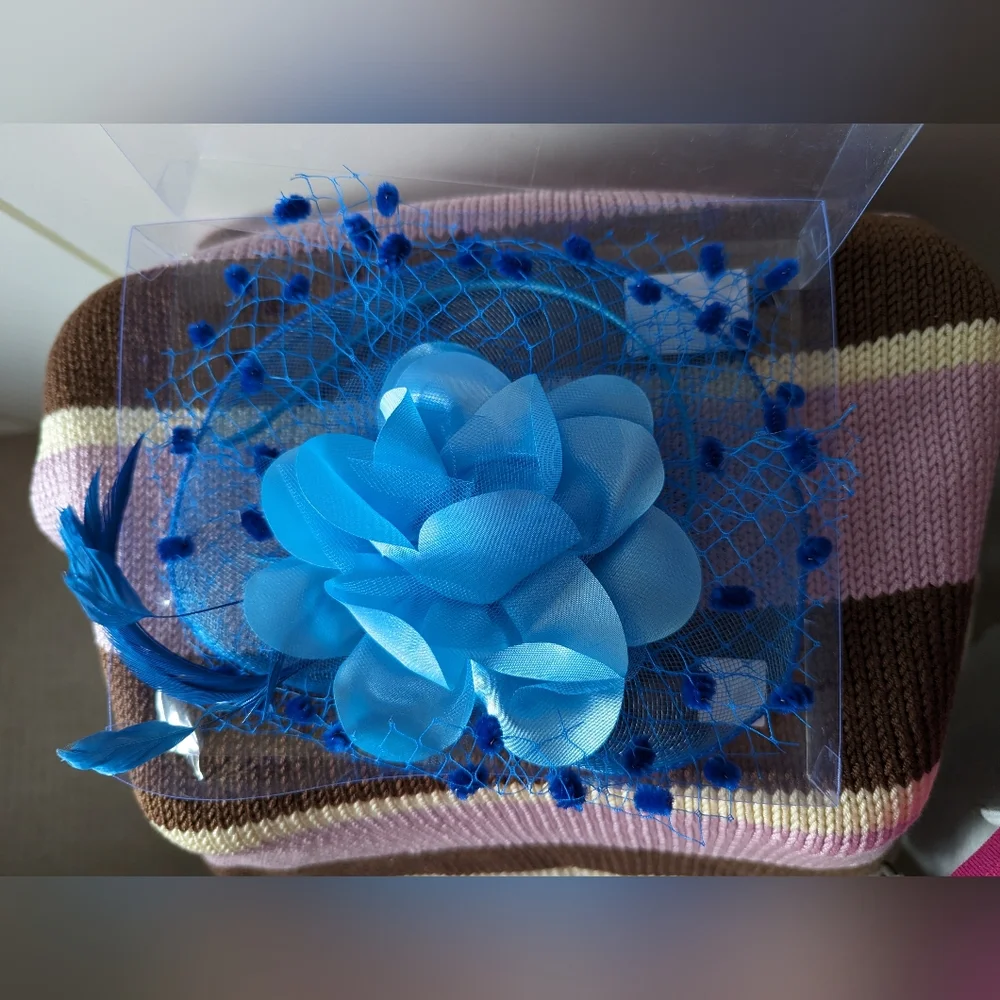 New Blue Floral Fascinator - Picture 8 of 8